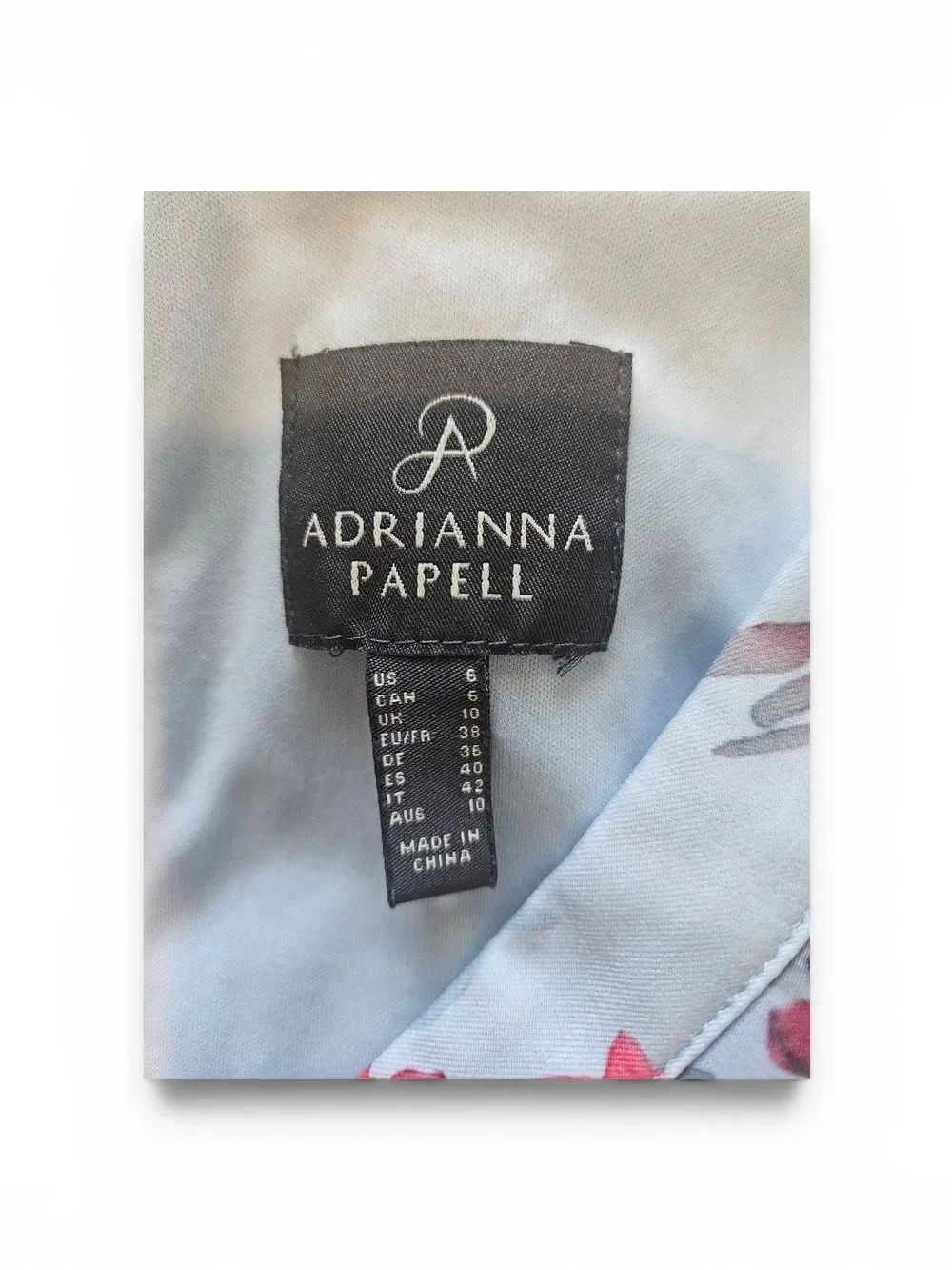Adrianna Papell Light Blue Floral V-Neck Dress Size 6 - Picture 5 of 5